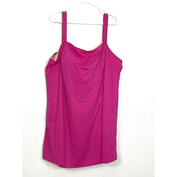 Swim 365 Plus Size 28 Swim Dress Pink One Piece Swimsuit With Dress Overlay - Picture 1 of 9